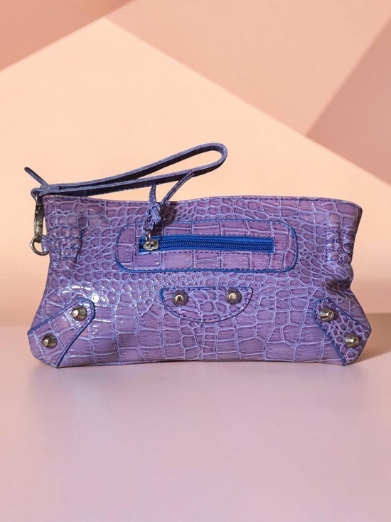 The Unbranded Brand Handbags - Purple Faux Croc-Embossed Wristlet Clutch ♡